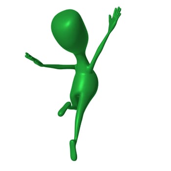 Green 3d puppet feels lightly as careless wind