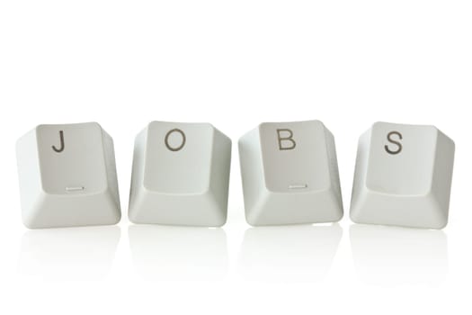 computer keyboard  keys spelling jobs on white background