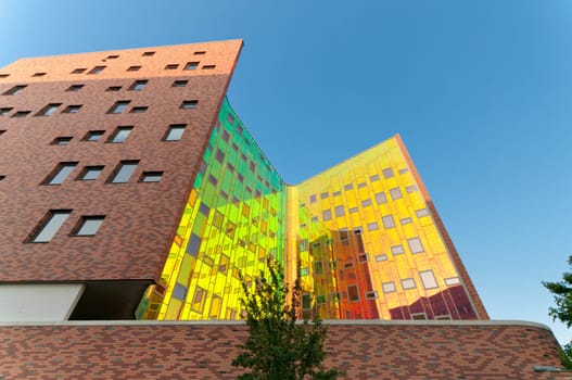 colorful facade of a modern office building in Deventer, Netherlands
