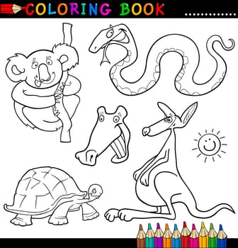 Coloring Book or Page Cartoon Illustration of Funny Wild Animals for Children