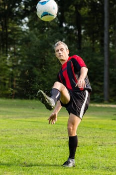 Soccer player scoring