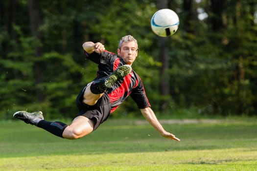 Soccer player scoring