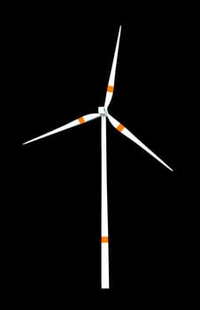 white wind wheel isolated on black background