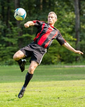 Soccer player scoring