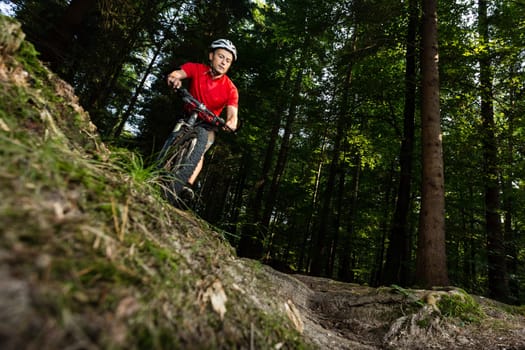 Mountain bikers in downhill