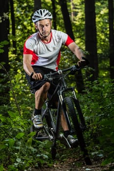 Mountain bikers in downhill