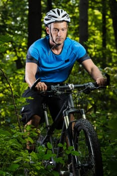 Mountain bikers in downhill