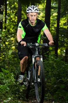 Mountain bikers in downhill