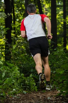 Trail running in the forest
