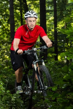Mountain bikers in downhill