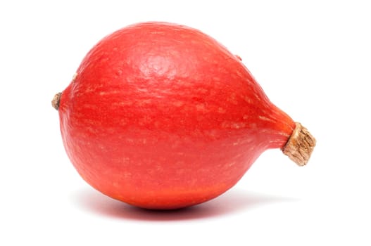 Hokkaido pumpkin in orange on white background