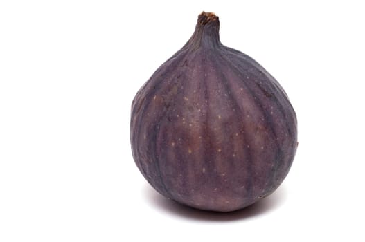 A ripe fig on a white background