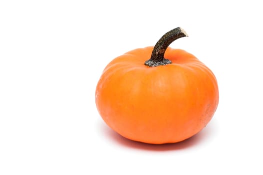 Ornamental pumpkin in orange on white background