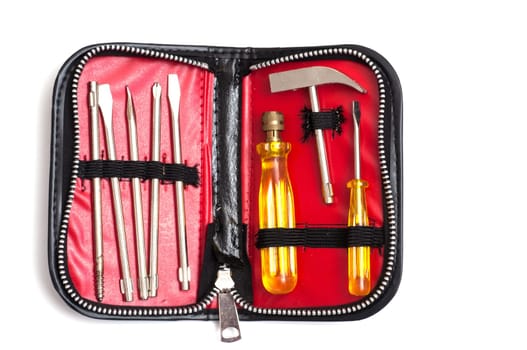 Tool set in a case with zipper
