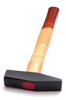 Hammer with wooden style on white background