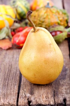 Pear with autumn decoration