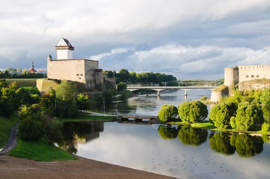 Two towers on the border of Estonia and Russia