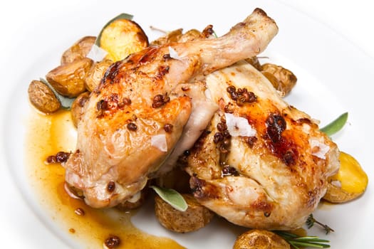 roast chicken with potatoes