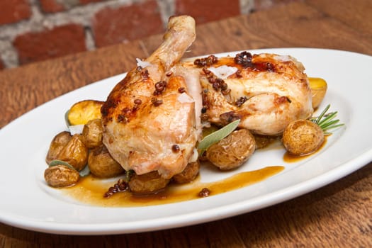 roast chicken with potatoes