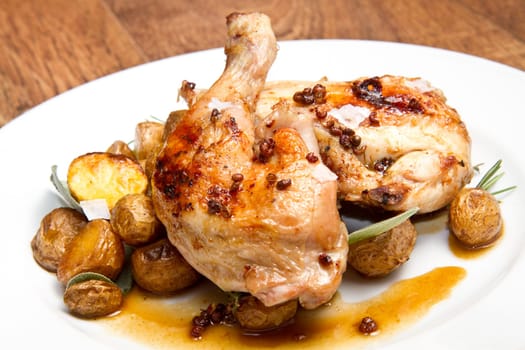 roast chicken with potatoes