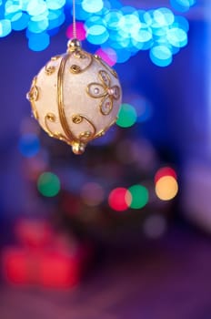 Christmas toy (ball) hanging and light ornament background