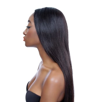 Young African beauty with long shiny hair