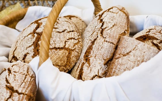 Basket full with fresh bread