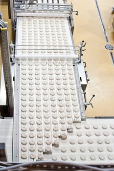 Production line with semi finished bakery products