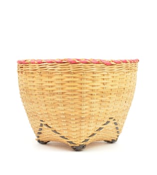 bamboo basket handmade isolated on white background
