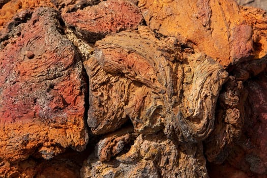 Lanzarote lava stone red rusty color texture in Canary Islands