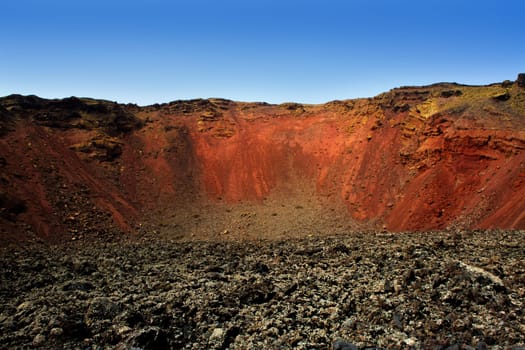 Lanzarote Timanfaya volcano crater in Canary islands