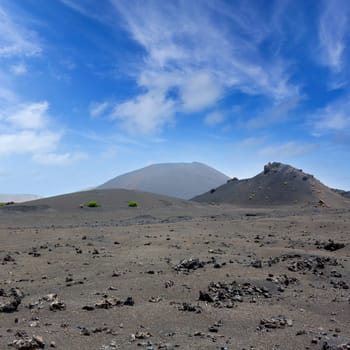 Lanzarote Timanfaya National Park Fire Mountains volcanic lava stone In Canary Islands