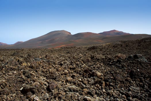 Lanzarote Timanfaya National Park Fire Mountains volcanic lava stone In Canary Islands