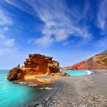 Lanzarote El Golfo Atlantic ocean near Lago de los Clicos in Canary Islands