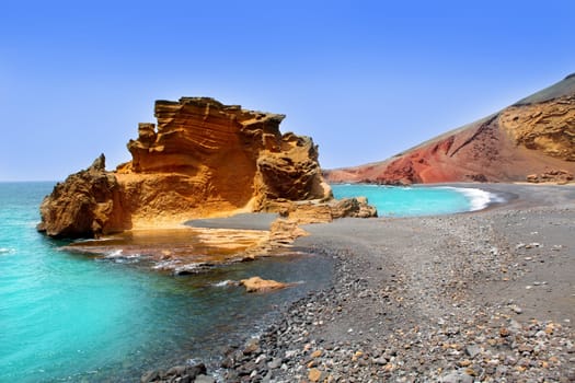 Lanzarote El Golfo Atlantic ocean near Lago de los Clicos in Canary Islands