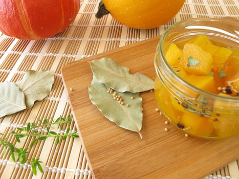 Sweet and sour pickled pumpkin vegetables