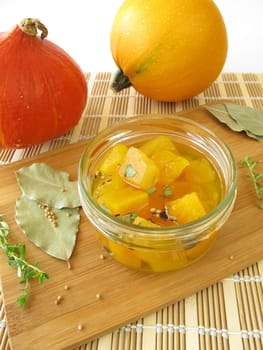 Sweet and sour pickled pumpkin vegetables