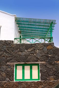 El Golfo in Lanzarote white houses facades at Canary Islands