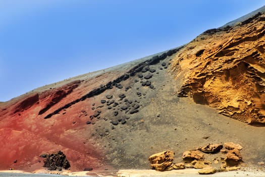 Lanzarote El Golfo volcanic mountain in Canary Islands