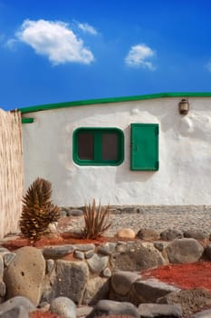 Lanzarote typical white house in costa Papagayo Canary Islands