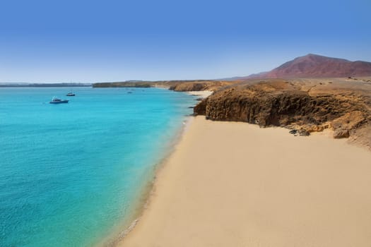 Lanzarote Playa del Pozo beach in costa Papagayo Canary Islands