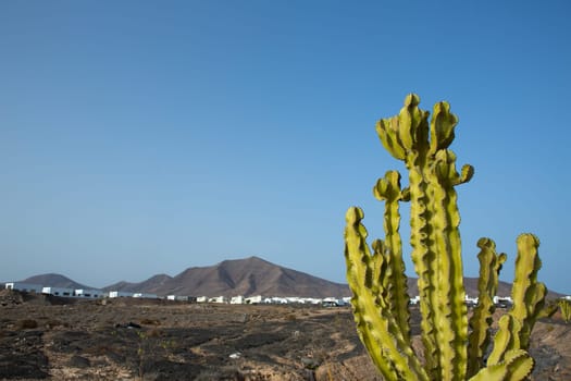 Ajaches mountain in Playa Blanca Lanzarote white houses