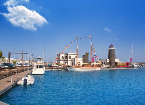 Lanzarote Marina Rubicon port at Playa Blanca in Canary Islands