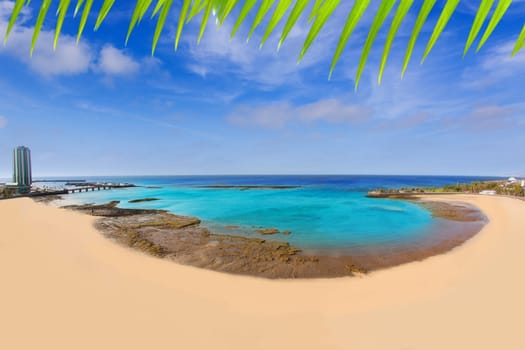 Arrecife Lanzarote Playa del Reducto beach aerial  view in Canary Islands