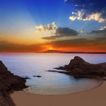Lanzarote Playa Papagayo beach sunset in Canary islands