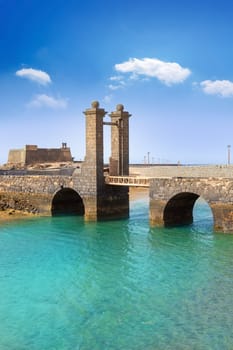 Arrecife Lanzarote Castillo San Gabriel castle and Puente de las Bolas bridge