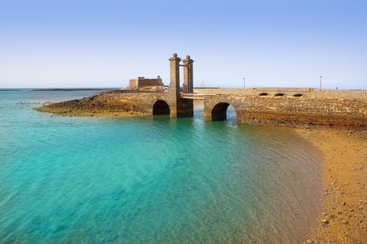 Arrecife Lanzarote Castillo San Gabriel castle and Puente de las Bolas bridge