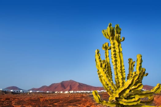 Ajaches mountain in Playa Blanca Lanzarote white houses