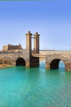 Arrecife Lanzarote Castillo San Gabriel castle and Puente de las Bolas bridge