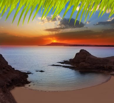 Lanzarote Playa Papagayo beach sunset in Canary islands